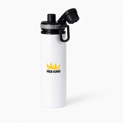 Hacebo® - her king waterfles met draaidop grijs - Koning - iemand die zich voelt als een koning - valentijnsdag - verjaardag - cadeautje voor vriendje - kado - geschenk - water fles - 850ML