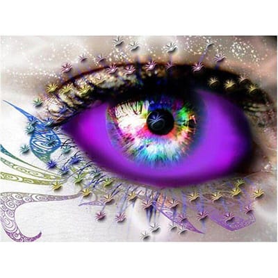 Mode Créative Broderie Yeux Forage Rond Complet Images Fait Main Autocollant Mural Décoration de Cuisine 20X30CM purple