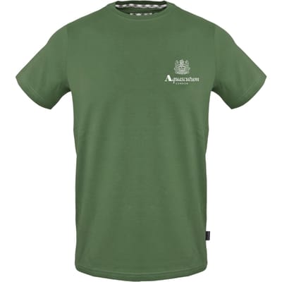 Aquascutum Heren Logo Katoen Regular T-shirt (Militair Groen)