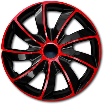 Set wieldoppen 15" QUAD rood/zwart 4 stuks