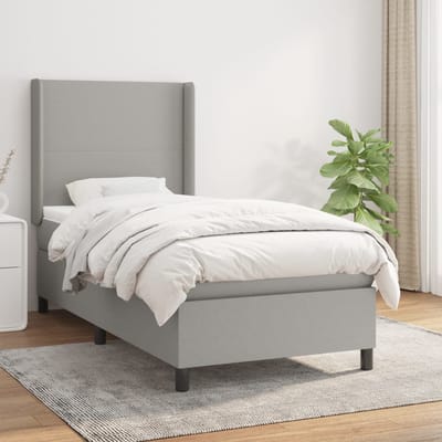 vidaXL - Boxspring - met - matras - stof - lichtgrijs - 80x200 - cm