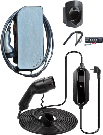 EVShield Voordeelbundel – Compleet Laadsysteem voor Elektrische Auto’s: EVShield (Magnelis), BlackCharge 2.0 Laadkabel (5m), Zwarte Muurbeugel & Lock-Pack