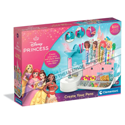 Atelier van de Pennen - Clementoni - Doos Disney Prinsessen - Maak en personaliseer 8 pennen - 50 accessoires inbegrepen - Vanaf 6 jaar