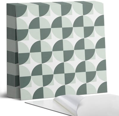 Coloray Plaktegels - Geometrie van cirkels en vierkanten Portugese Tegels - 30 cm x 30 cm - Grijs Plaktegels - 9 stuks - Vierkant PVC Tegels - Plaktegels Keuken - Zelfklevende Vloertegels - Vinyltegels Vloer Zelfklevend - Zelfklevende Tegels