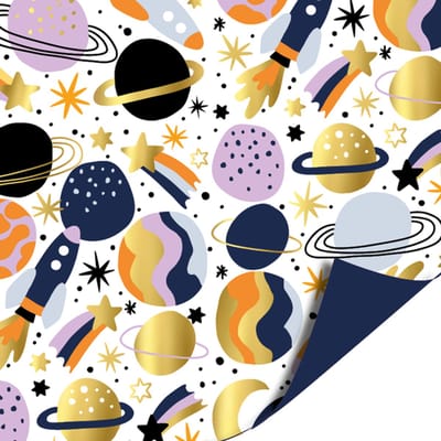 Het Inpakhuis - Inpakpapier - Cadeaupapier - Kadopapier - Galaxy Blue KP - 50cm x 3m - Rol inpakpapier - Space - Ruimte - Astronauten