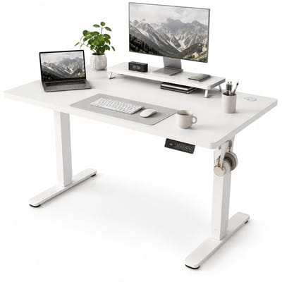 Sello! elektrisch verstelbaar bureau – monitorstandaard – in hoogte verstelbaar – ergonomisch – compact – 120 x 60 – wit
