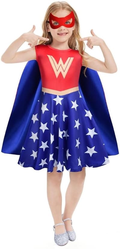 Meisjes Prinsessen Kostuums met Capes en Maskers, Cosplay Kleding voor Kinderen, Perfect voor Verjaardagsfeesten, Carnaval en Halloween (120cm)
