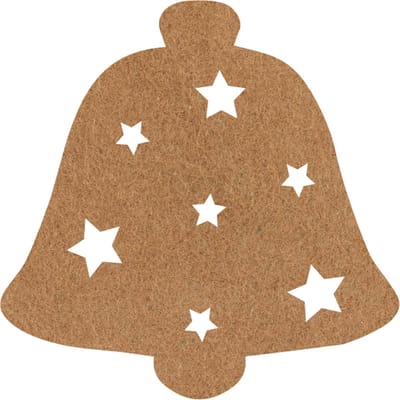 Kerstbel 2 vilt onderzetter - Lichtbruin - 6 stuks - ø 10 cm - Tafeldecoratie - Glas onderzetter - Valentijn - Cadeau - Woondecoratie - Tafelbescherming - Onderzetters voor glazen - Keukenbenodigdheden - Woonaccessoires - Tafelaccessoires