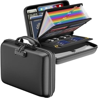 Allero Documentenmap - Brandwerend - Brandwerende Dossier Organizer - Mappenorganizer - 13 Vakken - Accordeonmap - Met Slot