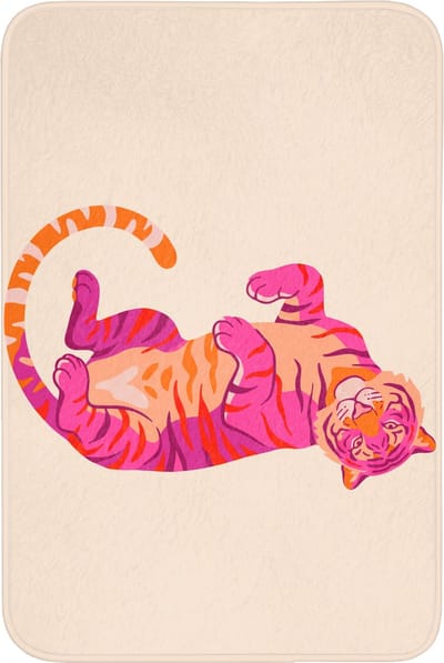 Badmat 60x90 cm - Antislip - Tijger - Roze - Oranje - Badmatten voor badkamer - Badkamermat - Douchemat - Badkamer mat