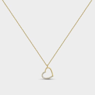 Gouden hart collier met witte zirkonen