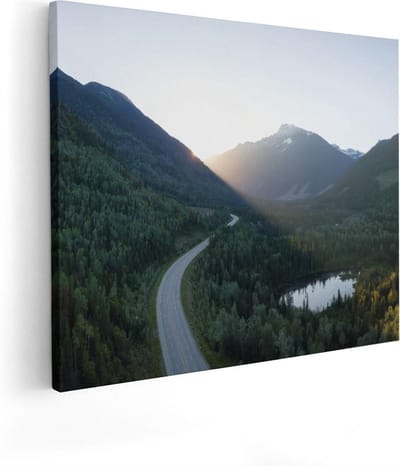 Artaza Canvas Schilderij Landschap - 50x40 cm - Wanddecoratie Bergen - Muurdecoratie Meer - Kamer Accessoires Natuur