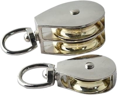 Stalen Katrolblok - Hefblok Dubbel - Zware Lasten Tillen - Roestvrij Staal - 36 mm - Zilver