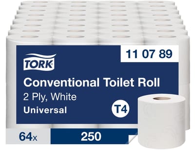 Tork 110789 64rl Traditioneel Toiletpapier T4 wit 2 laags pak a 8x8 rol (110789)