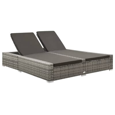 vidaXL - Ligbed - tweepersoons - poly - rattan - grijs