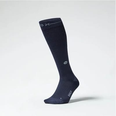 STOX Energy Socks Merino Everyday Sokken Heren - Compressiekousen - Donkerblauw / Grijs - Merino Wol Compressie Sokken - Naadloos - Steunkousen - Maat: 40-44