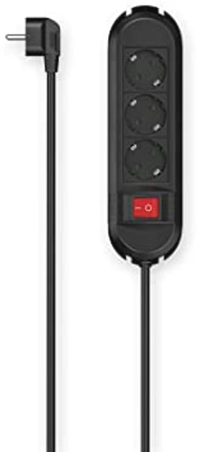 Meervoudig stopcontact met Schuko-stekker en aan/uit-schakelaar - Zwart - 1,5 meter kabel