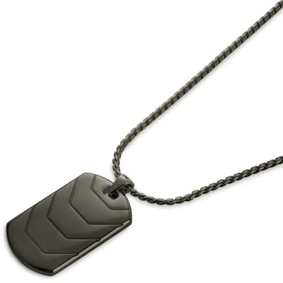 Icarus | Gunmetal Zwarte Roestvrijstalen Ketting met Gepantserde Dogtag