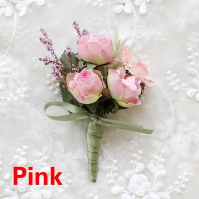 Bruidegom Boutonnière Man Speld Pak Corsage Bruids Knopenbloem Bruiloft Polsbloem Feest Mariage Decor Kunstzijde Rozenbloemen