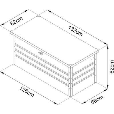 AXI Miles metalen Opbergbox 400 Antraciet - Kussenbox met bodem en slot – 370 Liter – 132x60x62cm