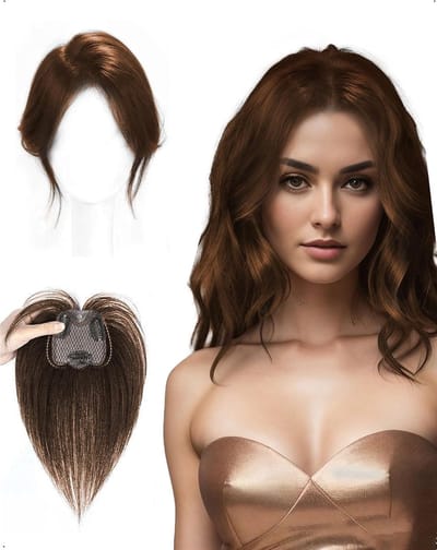 Natuurlijke 3D 360° Clip Bangs voor Vrouwen - Lichte en Ademend Haarstuk voor DIY Styling en Dagelijks Gebruik, Donker Lichtbruin