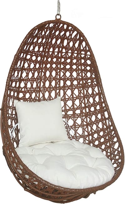 Mand hangstoel Polyrattan NIDO - Met kussens + ketting