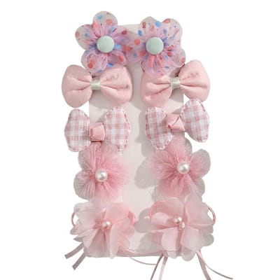 Roze haarspeldjes set voor meisjes – 10 stuks – strikjes en bloemen haar clips met parel details – ideaal voor dagelijks gebruik en feestelijke kapsels
