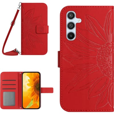 Mocaa Samsung Galaxy S24 FE Sunflower Bookcase met Koord Rood