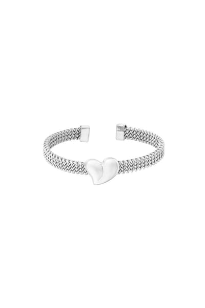 Yehwang armband - Bangle bracelet heart - Zilverkleurig - Stainless steel