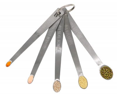 5 set - Lepel - Kruidenlepel - Koffielepel - Roestvrij staal - Rond - Maatlepel - Geschikt voor bakken, koken en koffie - Inclusief opbergring - Ideaal voor kleine hoeveelheden droge of vloeibare ingrediënten en kruiden - Zilver