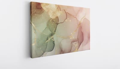 Saammp Canvas Schilderij - Marmer - Groen roze- Abstract kunstwerk - 30x20 - Foto op canvas - Wanddecoratie - Muurdecoratie Woonkamer - Slaapkamer decoratie - Canvas Print