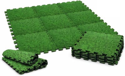 Foam Zwembad Tegels 50 x 50 x 0,4 cm – Set van 8 Puzzel Tuintegels voor Buiten – Zachte Ondergrond rondom Opzetzwembad, Kinderbadje & Speeltoestellen – Graslook