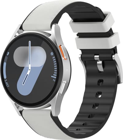 Stravo 20mm Siliconen Horlogebandje met Leren Look – Premium Sportief Bandje – Geschikt voor Samsung Galaxy Watch 7 (40 & 44mm) / Galaxy Watch 6 (Classic) / Galaxy Watch 5 / Watch 5 Pro / Watch 4 (Classic) / Watch FE / Garmin Vivoactive 3/5 – Beige