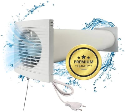 100 m³/h ventilatiesysteem - Wandventilator met kabel en trekschakelaar voor woonkamer, badkamer, kelder, garage, werkplaats, toilet en keuken