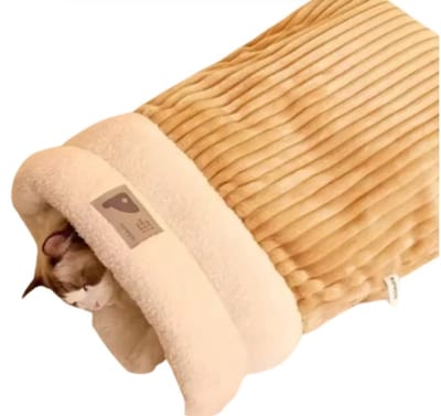 Nieuwe huisdierslaapzak Winter semi gesloten warm imitatie dons pluche comfortabel kattennest thuis huisdier kat hond slaapzak bed