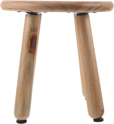 Houten Rond Stoeltje - Opstapje Krukje - Planten Presenteren - Stabiele Ronde Voet - 24x23x23 CM - Beige