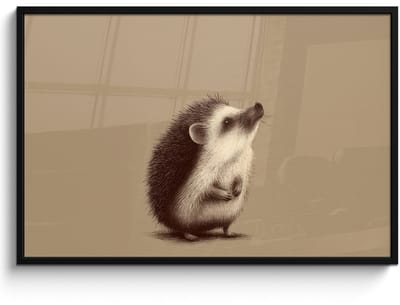 Poster in lijst - Fotolijst 120x80 cm - Posters - Egel - Snuitje - Bruin - Stekels - Posterlijst zwart - Decoratie - Wanddecoratie woonkamer - Muurdecoratie slaapkamer