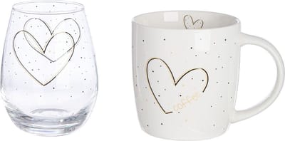 Gilde Handwerk - Koffiemok en glas - Koffiekop en drinkglas - Keramiek en Glas