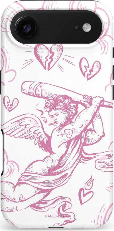 Casetastic hoesje geschikt voor Apple iPhone Air - MagSafe - Dubbellaagse bescherming - Engel Roze Liefde - Fashion Case - Wit Lichtroze Lichtgrijs