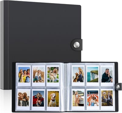 Mini Fotoalbum - Fotoboek Plakken - Foto's Bewaren - Ruimte voor 144 Foto's - 22 x 20.5 cm - Zwart