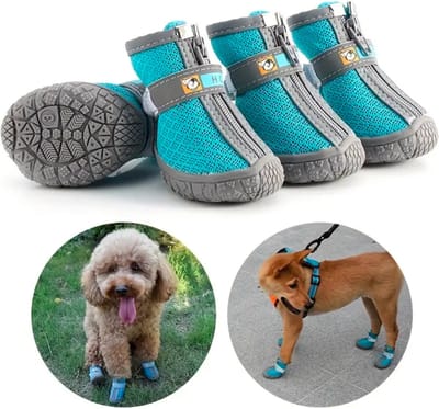 Livano Hondenschoenen Pootbeschermer - Hondenschoenen - 4 Stuks - Hondenschoentjes - Pootbescherming Hond - Waterbestendig - Blauw S