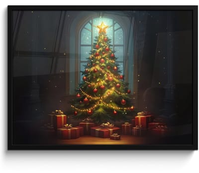 Poster in lijst - Fotolijst 70x50 cm - Posters - Kerstboom - Cadeau - Kerst - Winter - Posterlijst zwart - Decoratie - Wanddecoratie woonkamer - Kerstdecoratie voor binnen - Kerstversiering - Kerstmis versiering in huis - Christmas tree decorations
