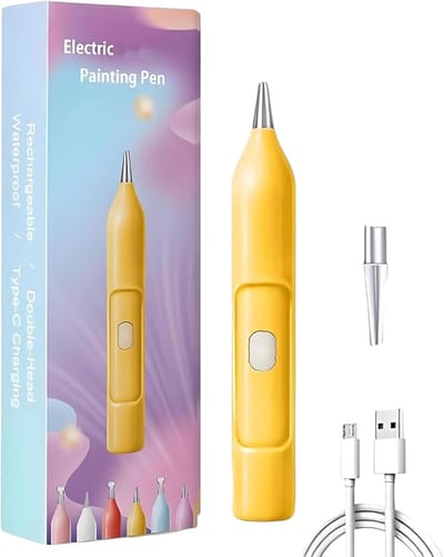 Strass Pen Elektrisch - Punt Pen - Knutsel Projecten - Vacuüm Adsorptie - 15 x 2.5 cm - Geel