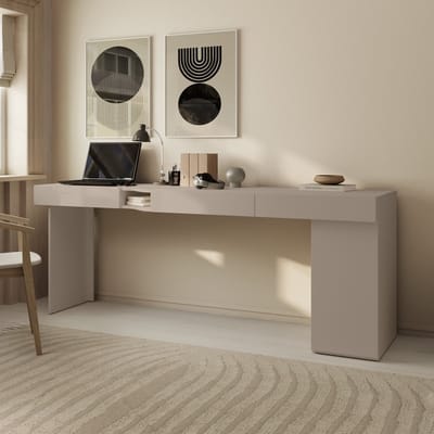 Meubella - Whenua 2 - Bureau rechts - Beige - 211x55x79 cm