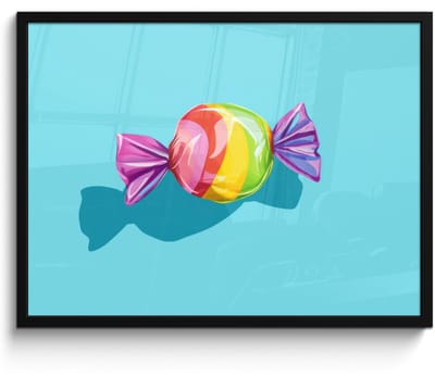 Poster in lijst - Fotolijst 70x50 cm - Posters - Blauw - Snoep - Regenboog - Posterlijst zwart - Decoratie - Wanddecoratie woonkamer - Muurdecoratie slaapkamer