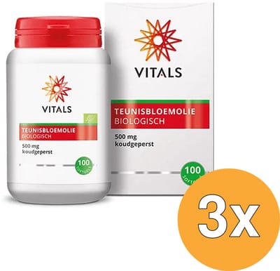 3x Vitals Teunisbloemolie 500 Mg Bio (100 softgels)