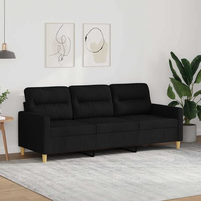 Vidaxl Bank 3-persoons, Zwart, 180 Cm, Bekleed met Stof