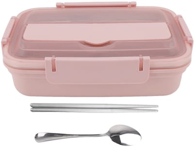 Store_9 - Roestvrijstalen Lunchbox - Draagbare Voedselcontainer - Lekvrij en Handig - Roze - Eetstokjes en Lepel Inbegrepen - Geschikt voor Kantoor...