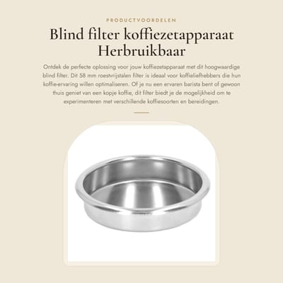 Dailygoods- Blind Filter - Roestvrij Staal - 58 mm - Perfecte Vervanging - Eenvoudige Installatie - Geschikt voor Koffiemachines - Koffiefilter