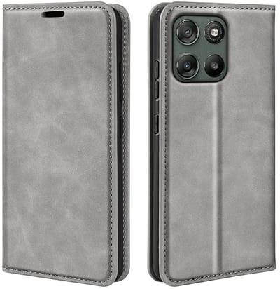 MobyDefend Hoesje - Geschikt voor Motorola Moto G57 Power - Luxe Wallet Bookcase (Magnetische Sluiting) - Grijs